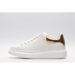 AMQ OVERSIZED SNEAKER with gold grain leather heel