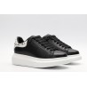 AMQ Black calf leather lace-up sneaker with siL*Ver-finished hammered stud