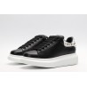 AMQ Black calf leather lace-up sneaker with siL*Ver-finished hammered stud