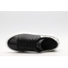 AMQ Black calf leather lace-up sneaker with siL*Ver-finished hammered stud