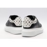 AMQ Black calf leather lace-up sneaker with siL*Ver-finished hammered stud