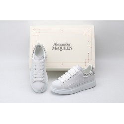 White calf leather lace-up sneaker with siL*Ver-finished hammered stud