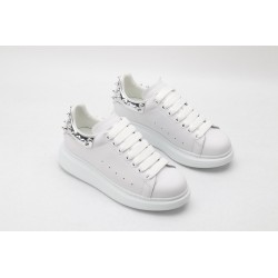 White calf leather lace-up sneaker with siL*Ver-finished hammered stud