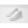 White calf leather lace-up sneaker with siL*Ver-finished hammered stud