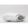 White calf leather lace-up sneaker with siL*Ver-finished hammered stud