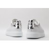 White calf leather lace-up sneaker with siL*Ver-finished hammered stud