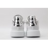 White calf leather lace-up sneaker with siL*Ver-finished hammered stud