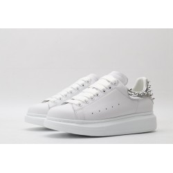 White calf leather lace-up sneaker with siL*Ver-finished hammered stud