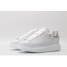 White calf leather lace-up sneaker with siL*Ver-finished hammered stud