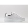 White calf leather lace-up sneaker with siL*Ver-finished hammered stud