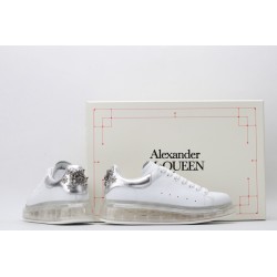 AMQ white oversized sneakers with siL*Ver heel