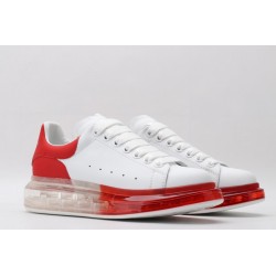 AMQ white oversized sneakers with red heel