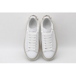 AMQ white oversized sneakers with siL*Ver heel