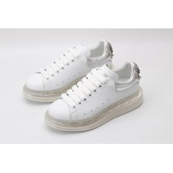 AMQ white oversized sneakers with siL*Ver heel