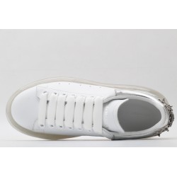 AMQ white oversized sneakers with siL*Ver heel