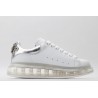 AMQ white oversized sneakers with siL*Ver heel