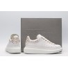 White calf leather lace-up sneaker with gold-finished hammered stud