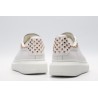 White calf leather lace-up sneaker with gold-finished hammered stud