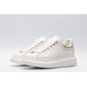 White calf leather lace-up sneaker with gold-finished hammered stud