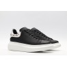 Black calf leather lace-up sneaker with siL*Ver-finished hammered stud