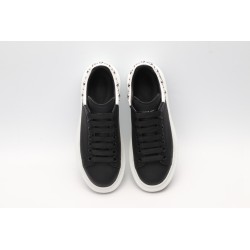 Black calf leather lace-up sneaker with siL*Ver-finished hammered stud