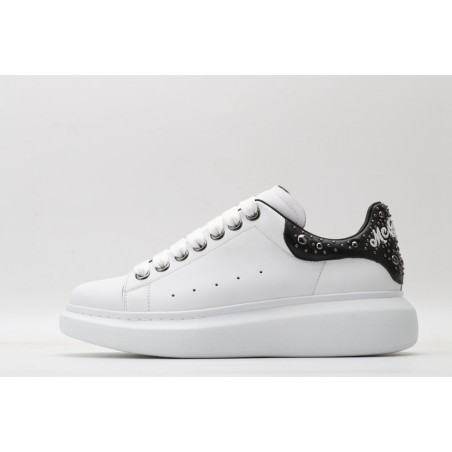 AMQ White calf leather lace-up sneaker