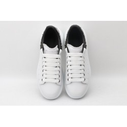 AMQ White calf leather lace-up sneaker