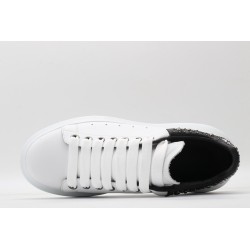 AMQ White calf leather lace-up sneaker