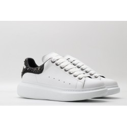 AMQ White calf leather lace-up sneaker