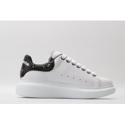 AMQ White calf leather lace-up sneaker