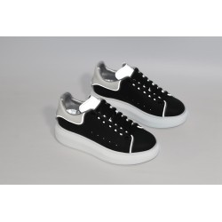 AMQ black oversized sneakers with siL*Ver heel