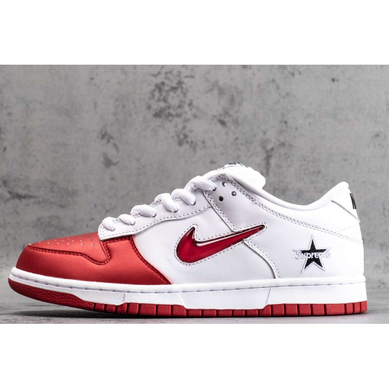 SB Dunk Low Supreme Jewel Swoosh Red