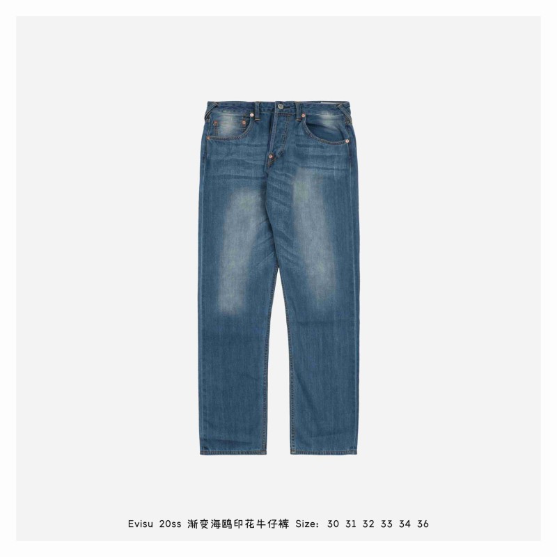 Evisu 20ss Gradient Seagull Printing Jeans