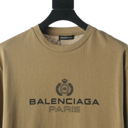 Balenciaga BLCG Crown Wheat Lock Button Print Short Sleeve T-shirt