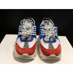 V*ERSACE CHAIN REACTION SNEAKERS BLACK&amp;WHITE&amp;BLUE&amp;RED