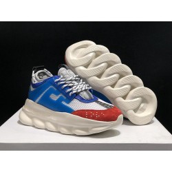 V*ERSACE CHAIN REACTION SNEAKERS BLACK&amp;WHITE&amp;BLUE&amp;RED