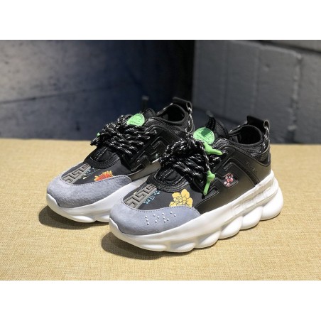 V*ERSACE CHAIN REACTION SNEAKERS BLACK&amp;WHITE&amp;GREEN