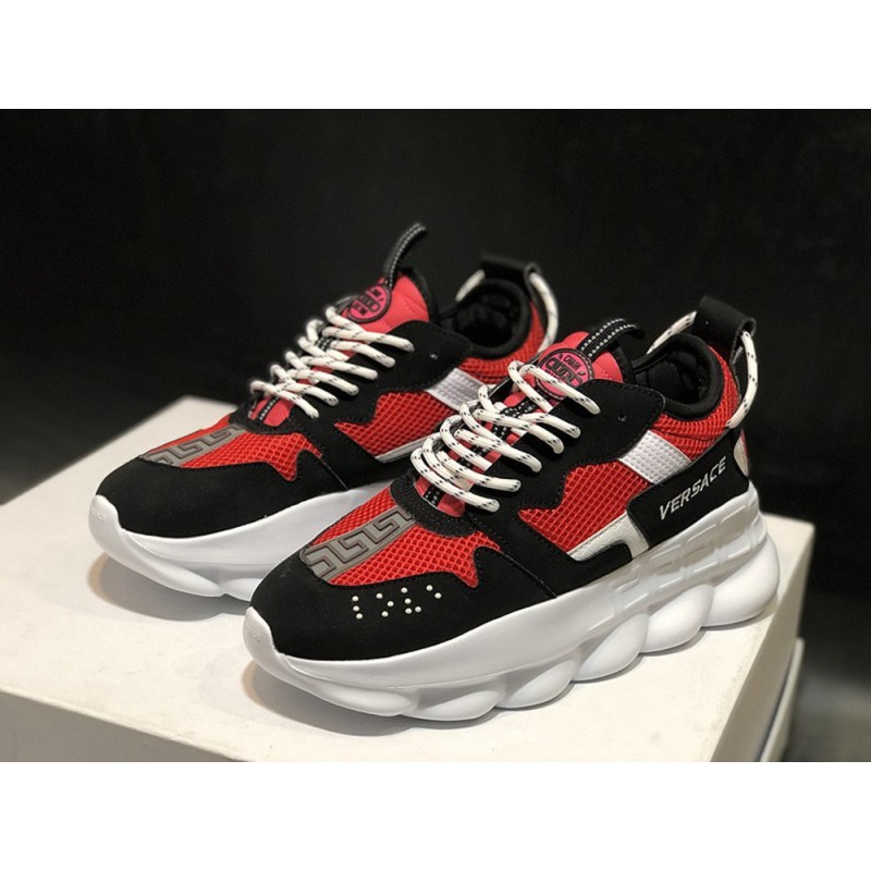 V*ERSACE CHAIN REACTION SNEAKERS BLACK&amp;WHITE&amp;RED