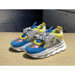 V*ERSACE CHAIN REACTION SNEAKERS BLUE&amp;WHITE&amp;YELLOW