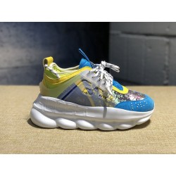 V*ERSACE CHAIN REACTION SNEAKERS BLUE&amp;WHITE&amp;YELLOW