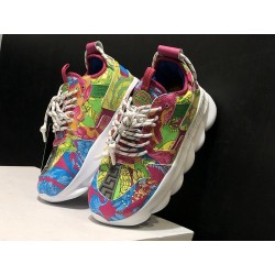 V*ERSACE CHAIN REACTION SNEAKERS GREEN&amp;WHITE&amp;RED&amp;BLUE