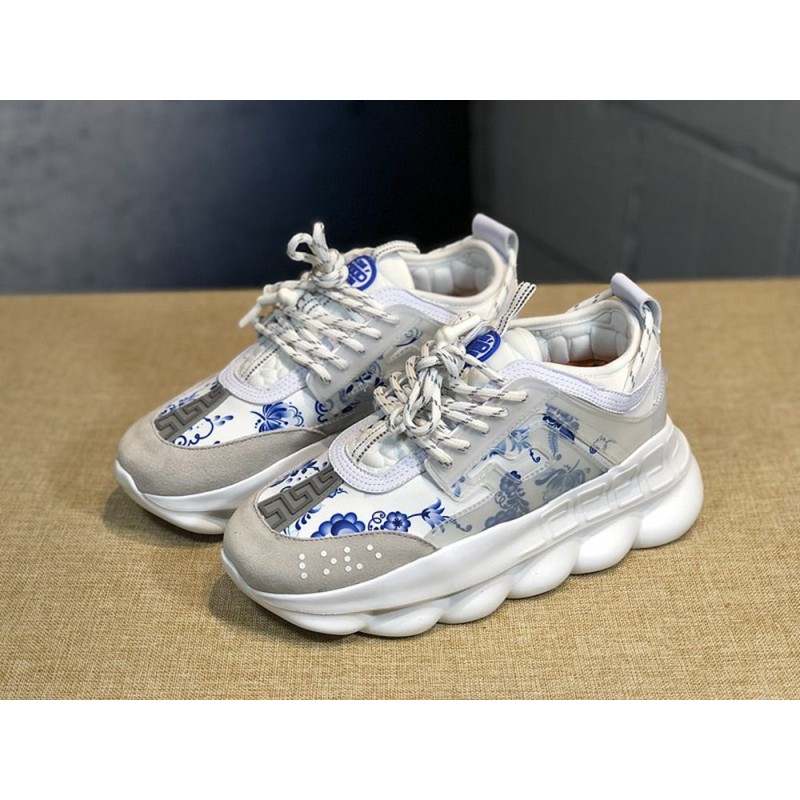 V*ERSACE CHAIN REACTION SNEAKERS GREY&amp;WHITE&amp;BLUE