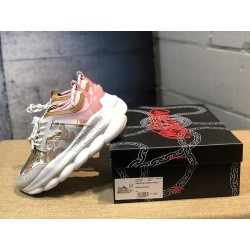 V*ERSACE CHAIN REACTION SNEAKERS PINK&amp;WHITE&amp;YELLOW&amp;GREY