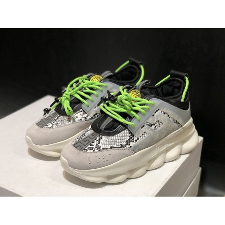 V*ERSACE CHAIN REACTION TRAINERS BLACK&amp;WHITE&amp;GREY